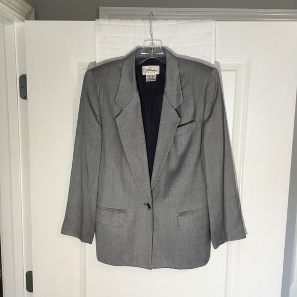 Worthington Jackets & Blazers - Worthington Petite Notched Collar Single Button Tweed Blazer Navy Blue Size 6